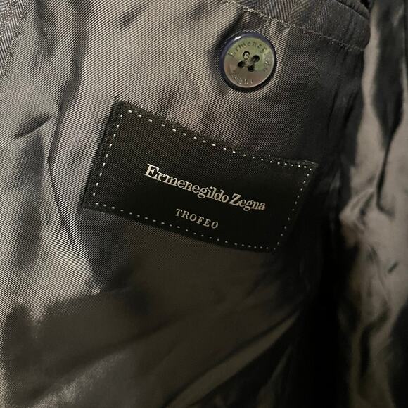 Ermenegildo Zegna Trofeo Mila Suit Jacket Blazer Wool 58L / 48L Gray Pinstripe - Picture 6 of 8